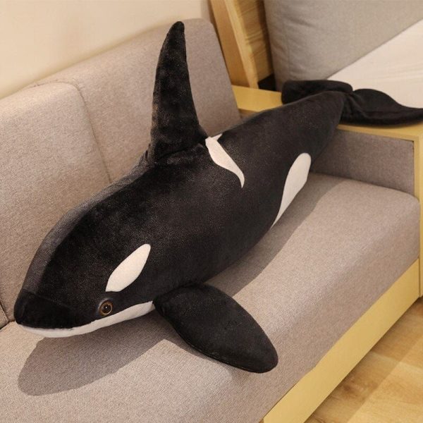 peluche baleine noir et blanche