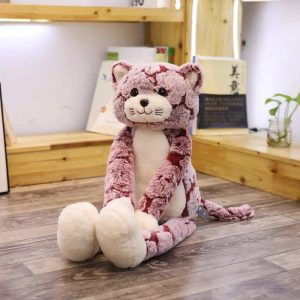 peluche chat assis rose