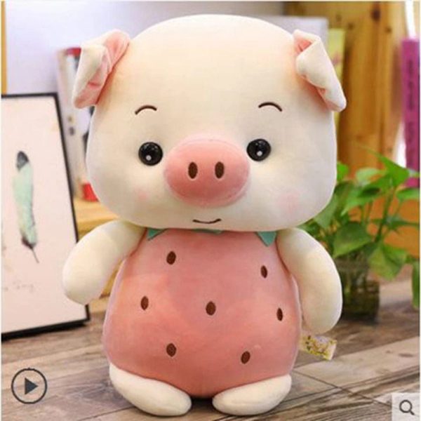 peluche cochon déguisé en fraise