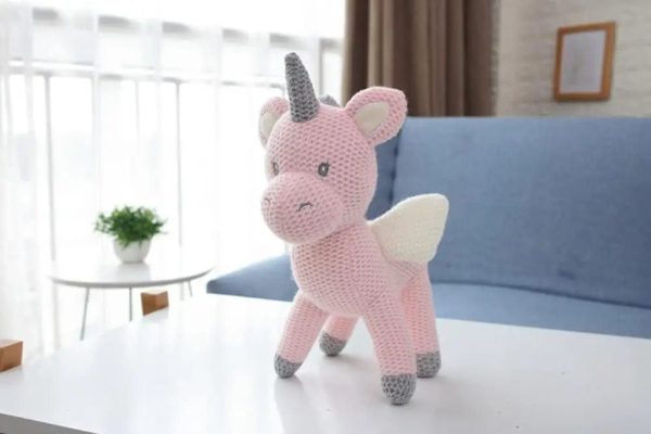 peluche crochet licorne rose