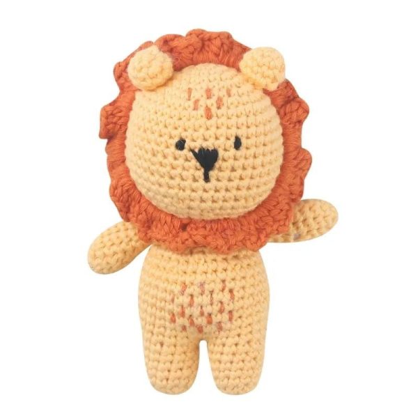 peluche crochet lion à la crinière orange