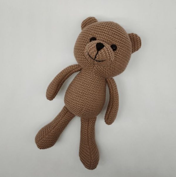 peluche crochet ourson marron et blanc