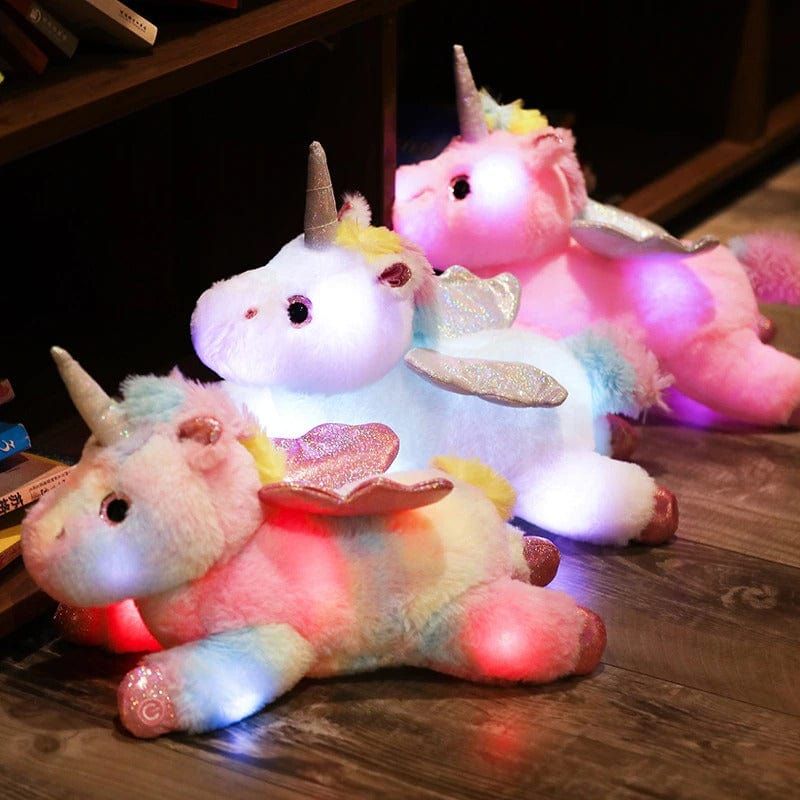 peluche douce licorne multicolore illuminée