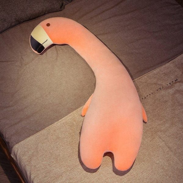 peluche géante flamand rose au long cou