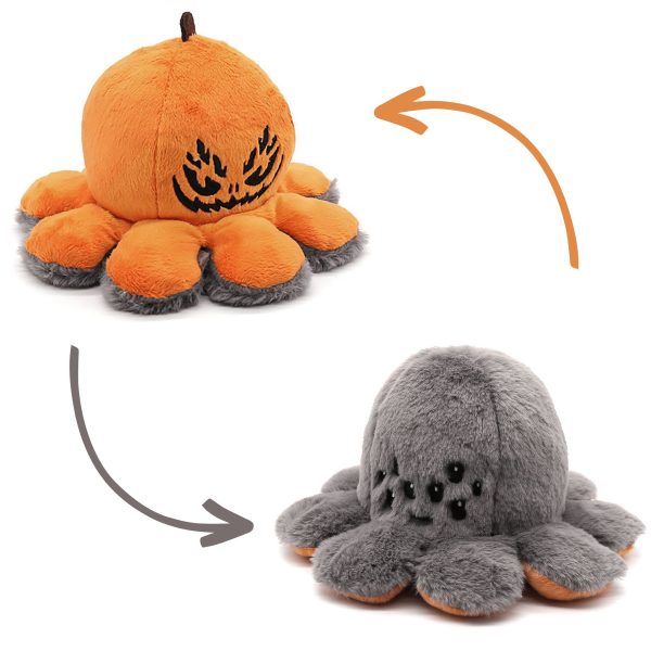 peluche Halloween réversible araignée et citrouille
