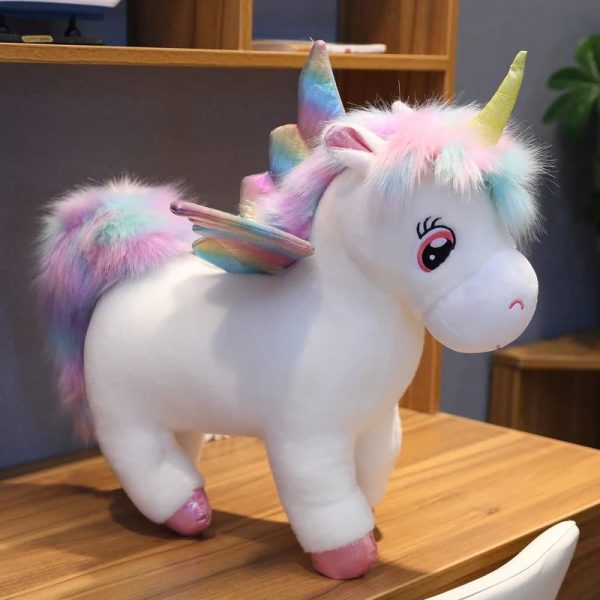peluche licorne arc-en-ciel blanche
