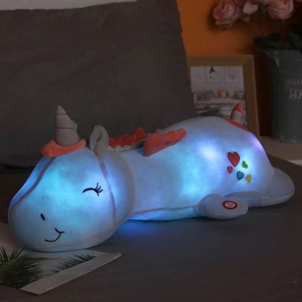 peluche licorne bleu veilleuse lumineuse
