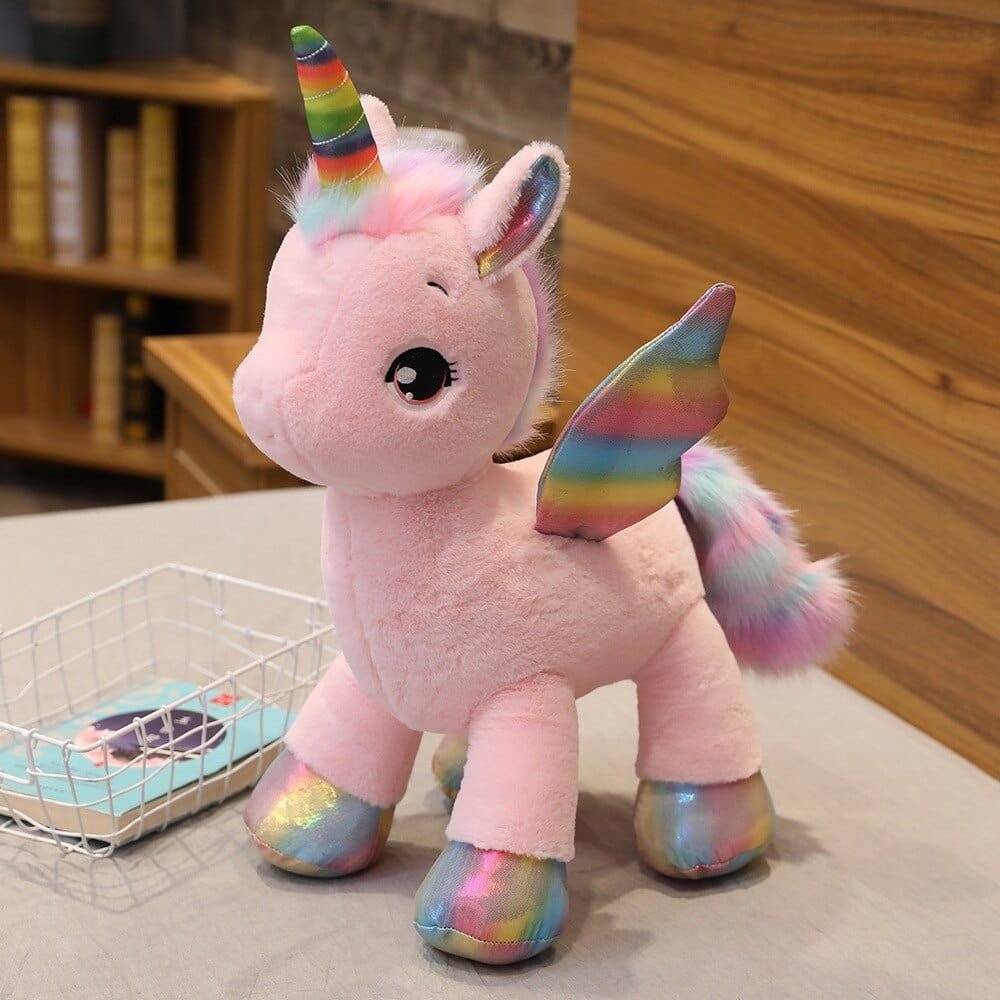 peluche licorne multicolore avec corne