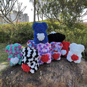 peluche ourson rose cœur bicolore