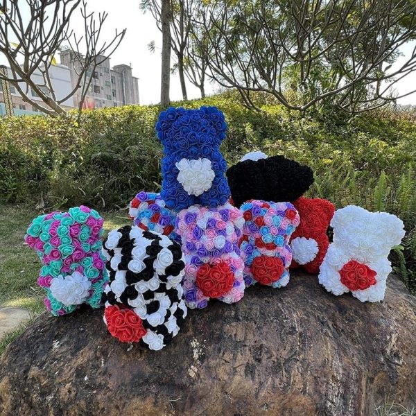 peluche ourson rose cœur bicolore