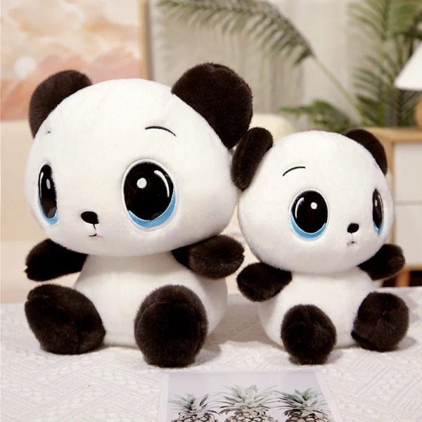 peluche panda aux grands yeux bleus