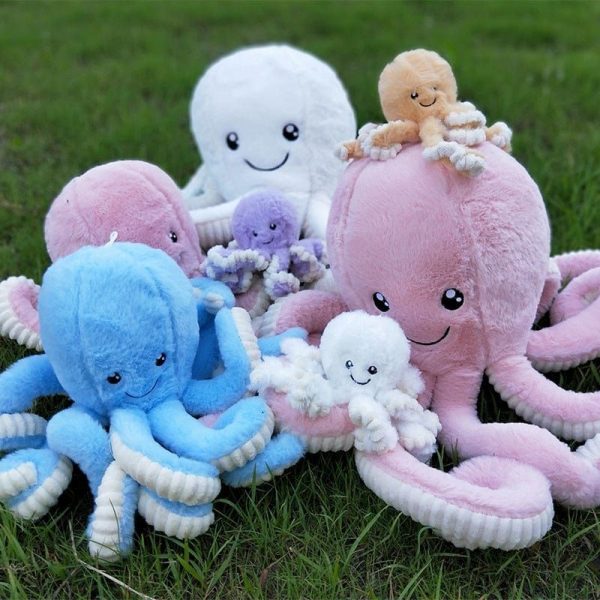 peluche pieuvre contente et colorée