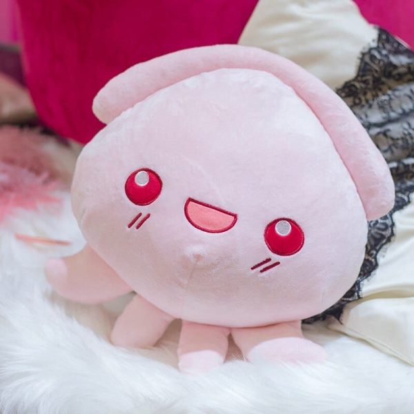 peluche pieuvre rose expressive