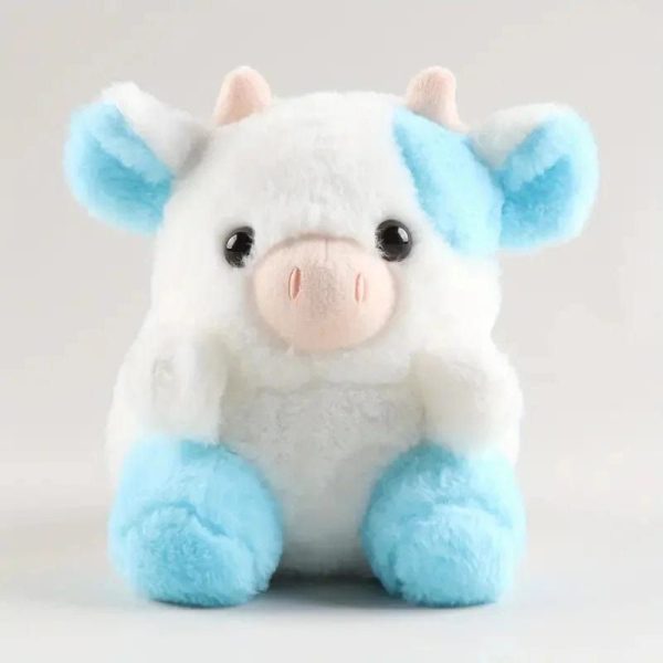 peluche vache bleu et blanche mignonne