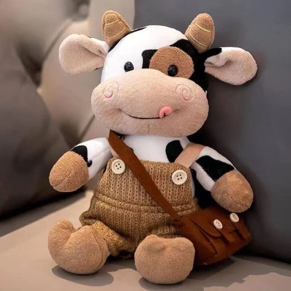 peluche vache en salopette