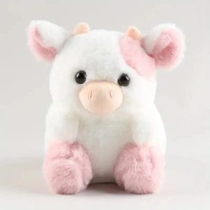 peluche vache rose et blanche mignonne