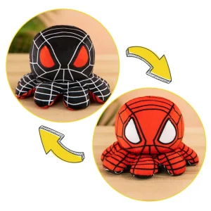 Peluche Marvel pieuvre réversible Spiderman noir/rouge