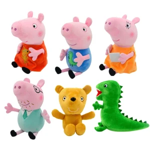 Set 4 peluches Famille Peppa Pig avec ou sans boîte