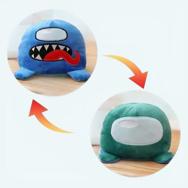 peluche among us réversible bleu vert amusant enfant