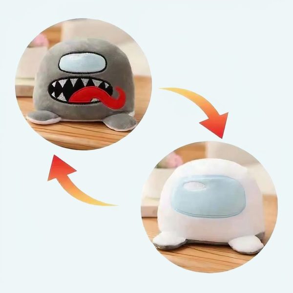 peluche among us réversible gris blanc douce et amusante