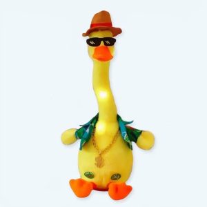 peluche canard dansant au cou tordu