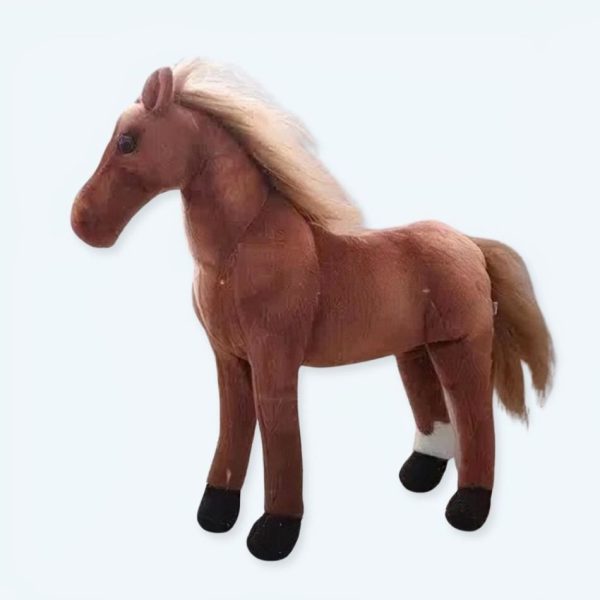 peluche cheval marron doux enfant câlin décor chambre