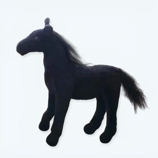 peluche cheval noir doux adorable animal câlin enfant