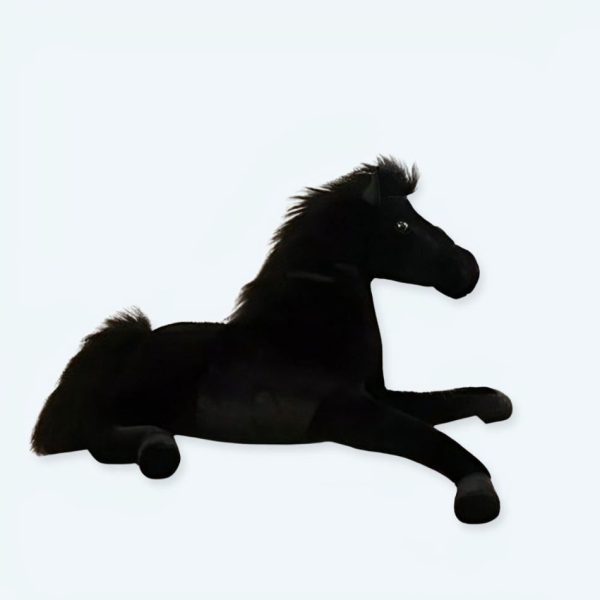 peluche cheval noir doux enfant