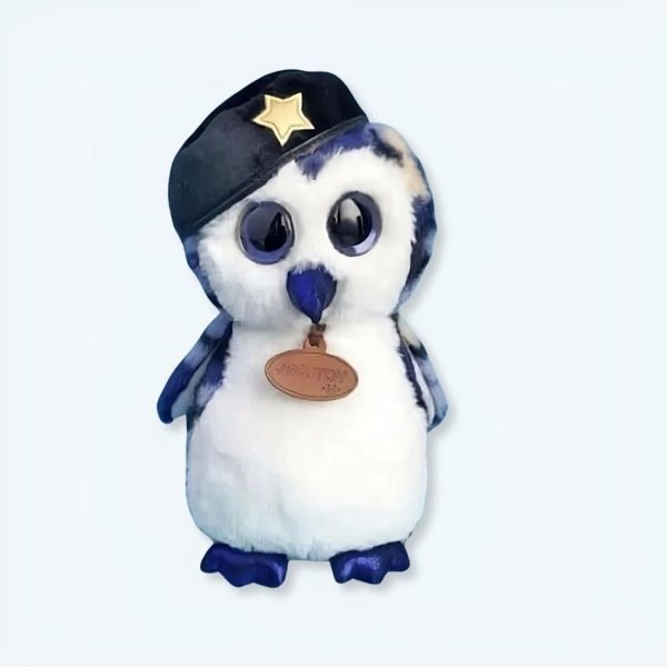 peluche hibou bleu militaire doux
