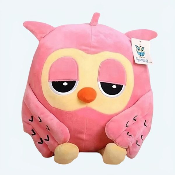peluche hibou rose adorable douce chambre enfant
