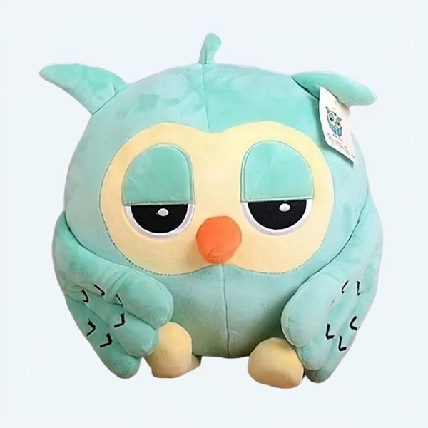 peluche hibou vert doux et câlin